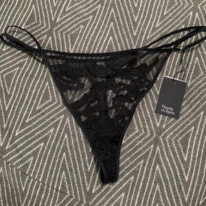 Thistle and Spire Cornelia Black Lace Thong Women's Plus Strappy Lingerie 3X